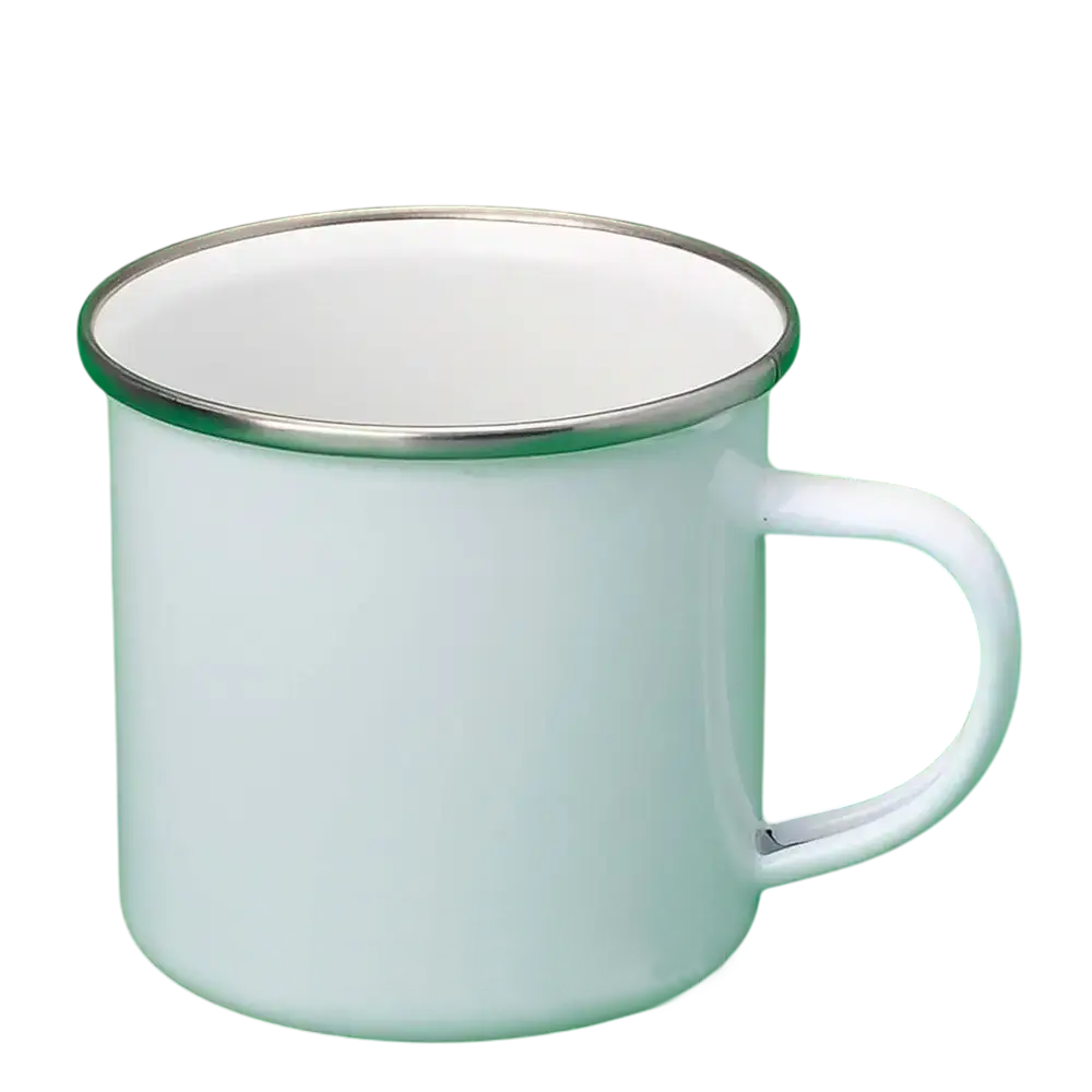 Кружка металлическая Sublime для сублимации с лого белая с ободком 300 мл